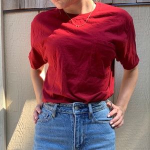 red pocket tee